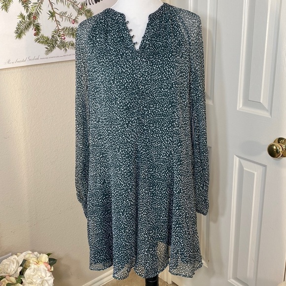 JOIE Ladies Artic Animal Spot Balloon Sleeve Dress Green Size Large‎ - Picture 3 of 15